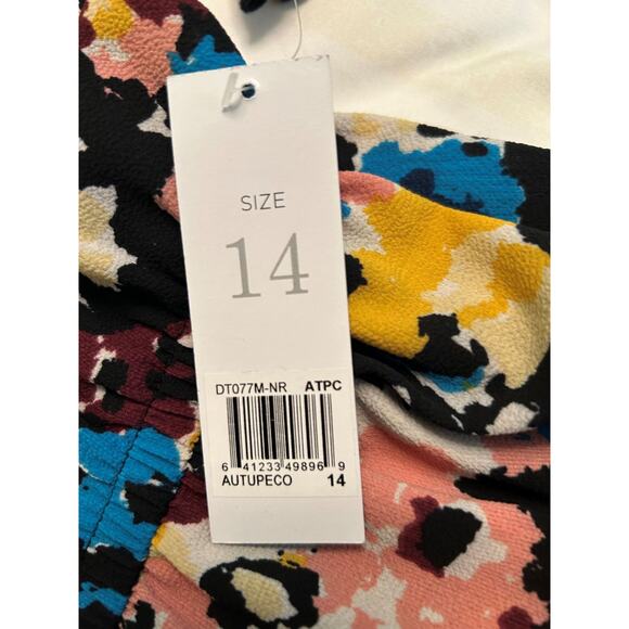 NWT Donna Morgan Off The Shoulder Printed Short Sleeve Midi Dress 14/Med - Picture 9 of 16